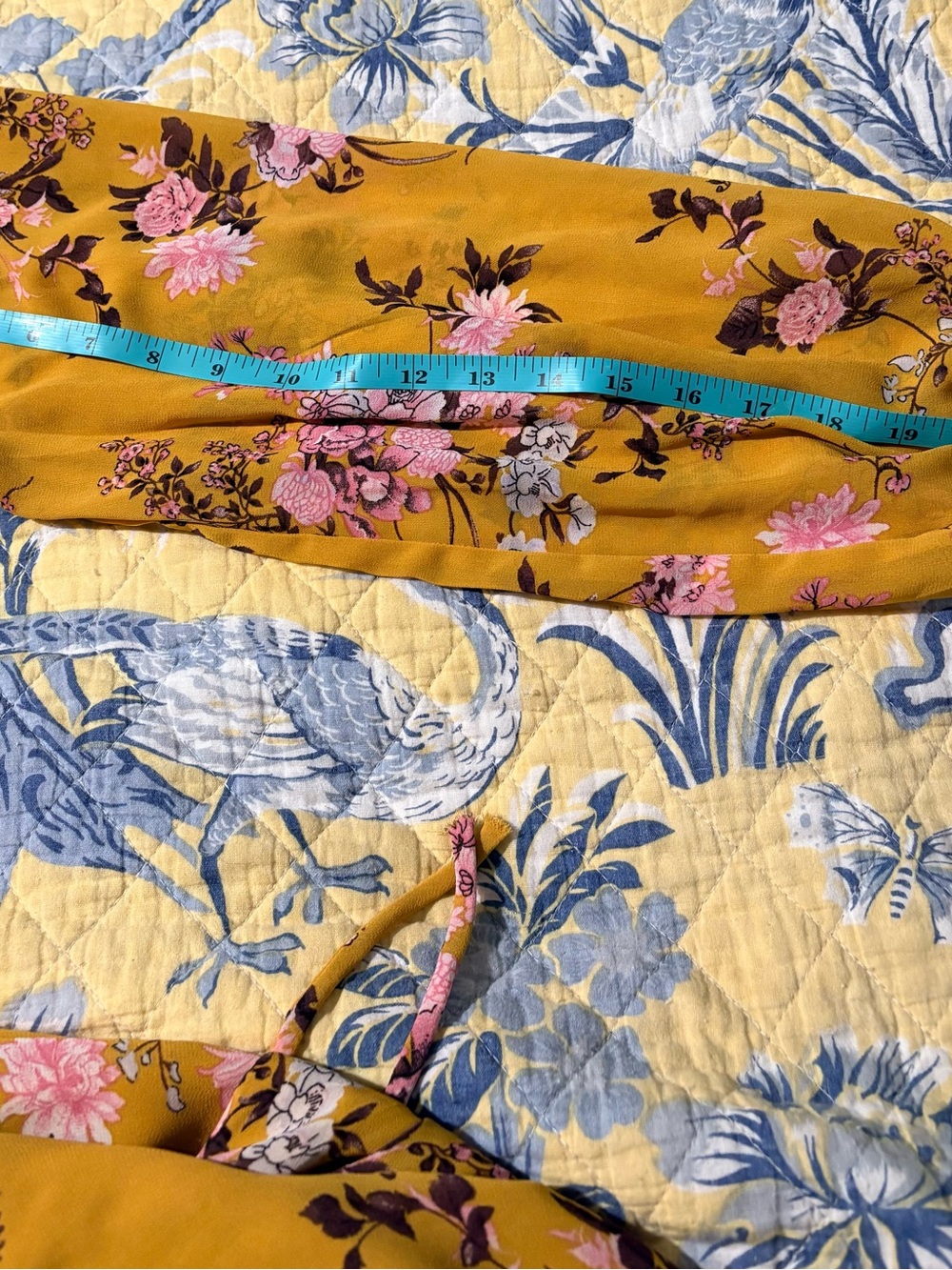 WAYF Floral Wrap Maxi Dress - Mustard with Pink Floral - Picture 5 of 9